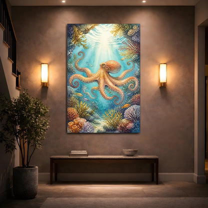 Mockup 2. Octopus Ocean Animals shown as canvas print