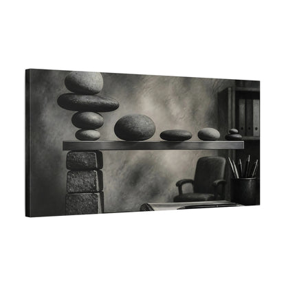 Side Mockup 1. Office Balancing Stones shown as canvas print