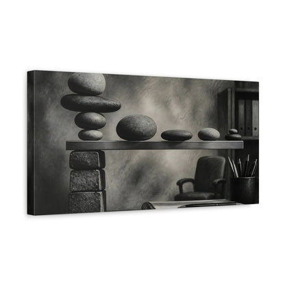 Side Mockup 3. Office Balancing Stones shown as canvas print