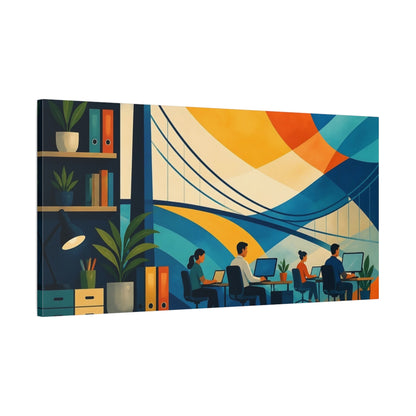 Main Mockup. Office Bridge Mural shown as canvas print