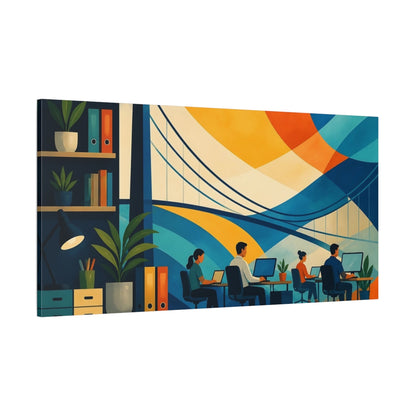 Side Mockup 2. Office Bridge Mural shown as canvas print