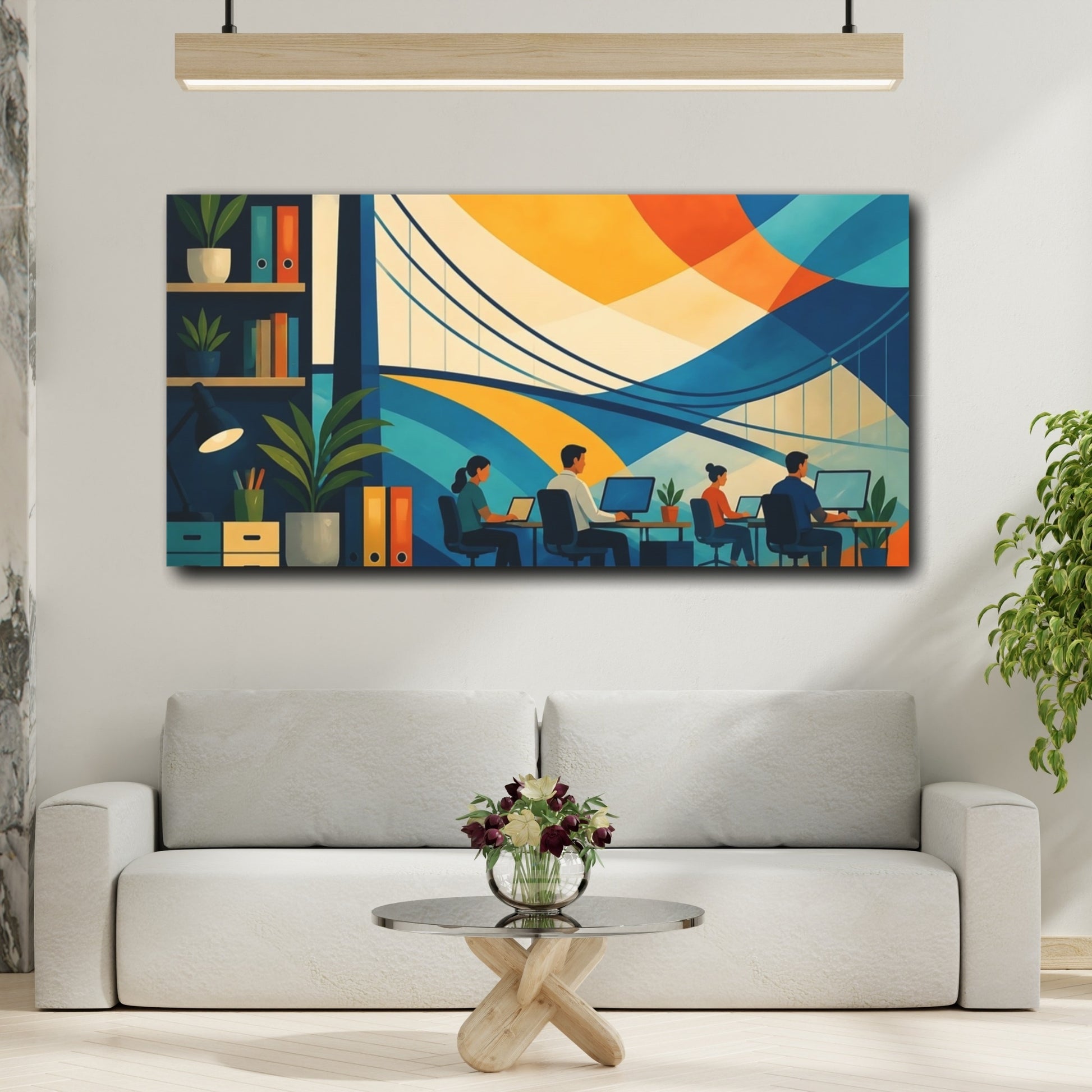 Mockup 2. Office Bridge Mural shown as canvas print