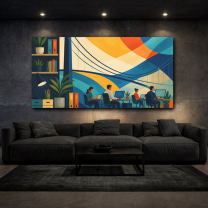 Mockup 3. Office Bridge Mural shown as canvas print