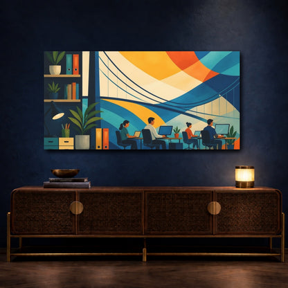 Mockup 4. Office Bridge Mural shown as canvas print