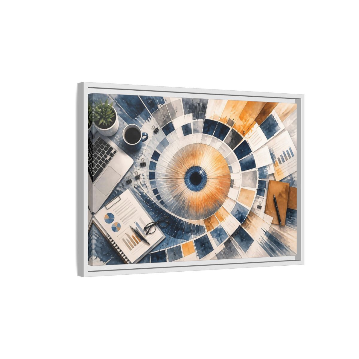 Side Mockup 1. Office Color Wheel shown as framed canvas print