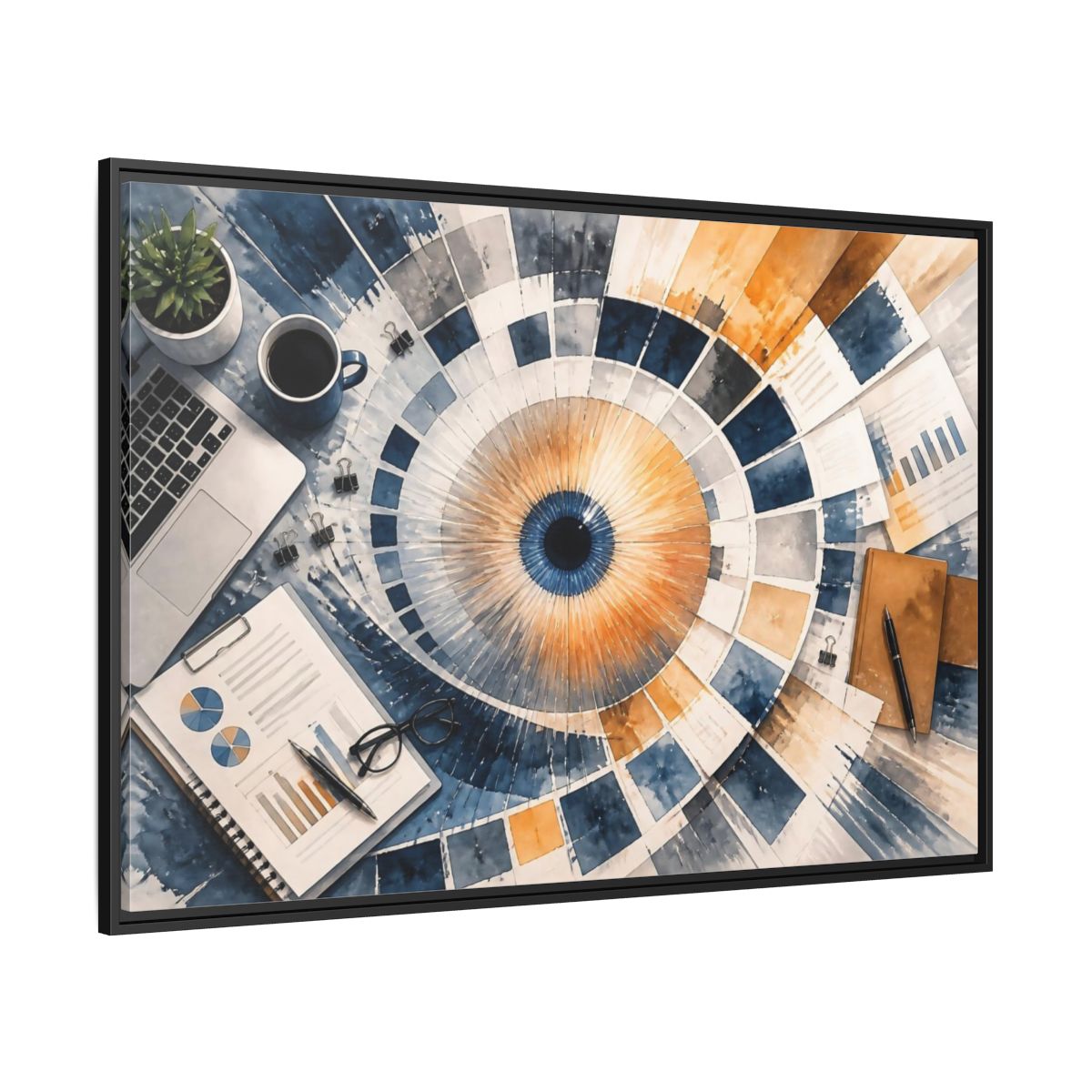 Side Mockup 12. Office Color Wheel shown as framed canvas print