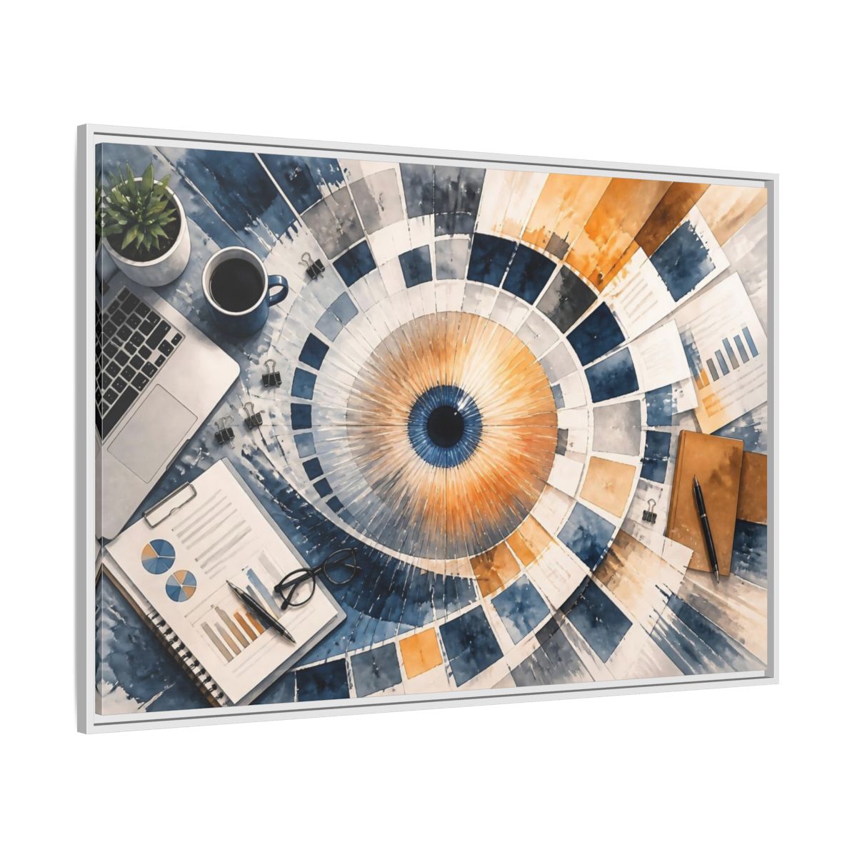 Side Mockup 7. Office Color Wheel shown as framed canvas print