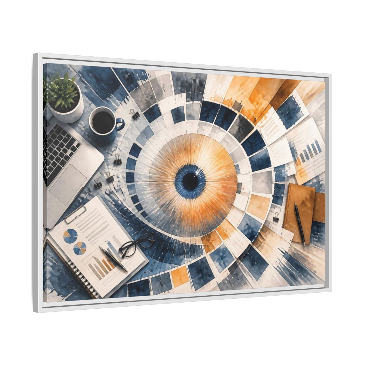 Side Mockup 9. Office Color Wheel shown as framed canvas print
