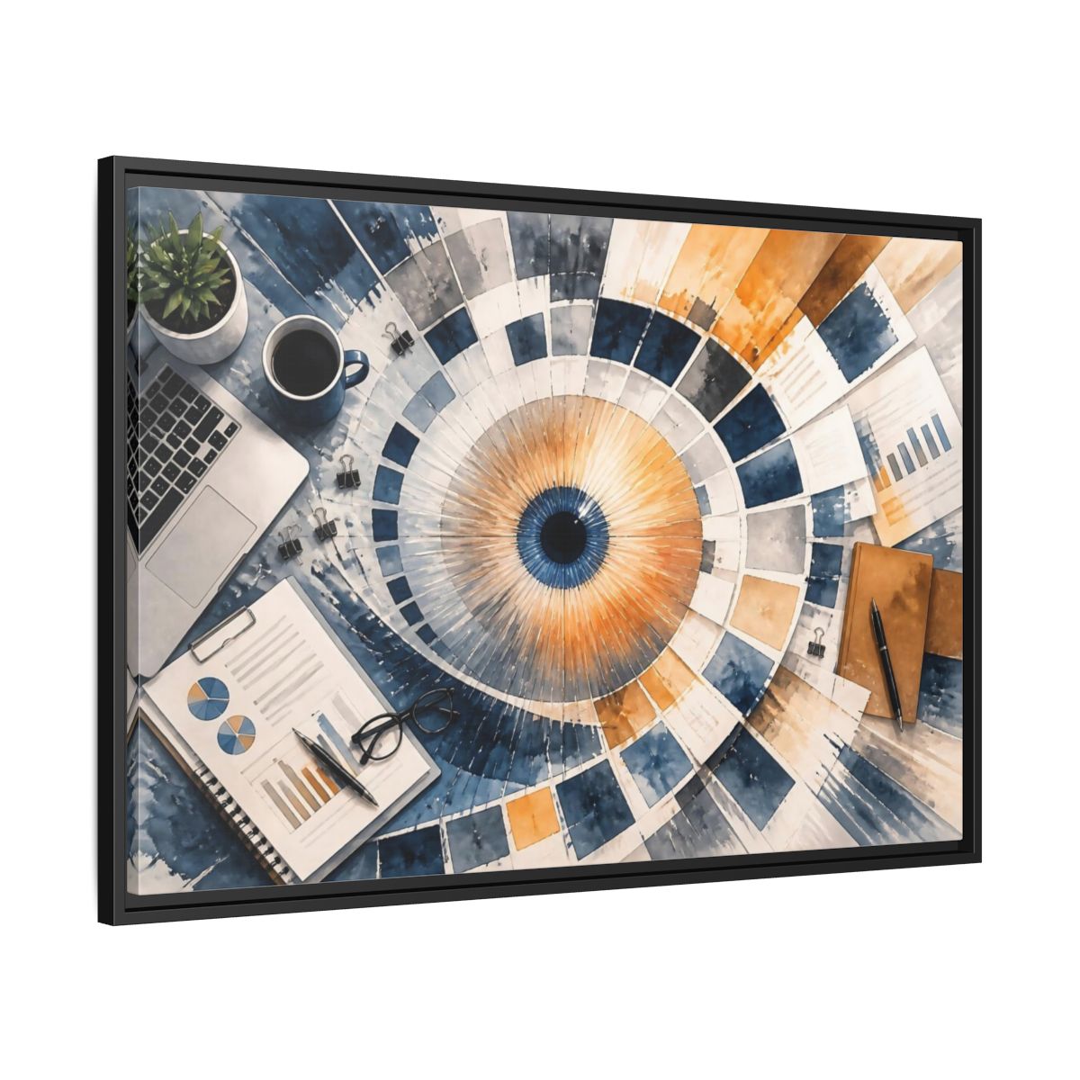 Side Mockup 13. Office Color Wheel shown as framed canvas print