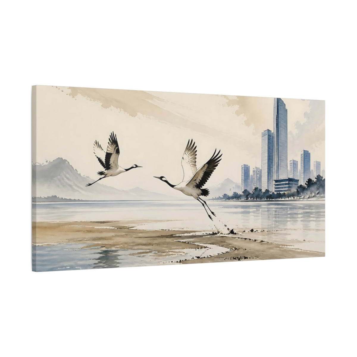 Main Mockup. Office Crane Flight shown as canvas print