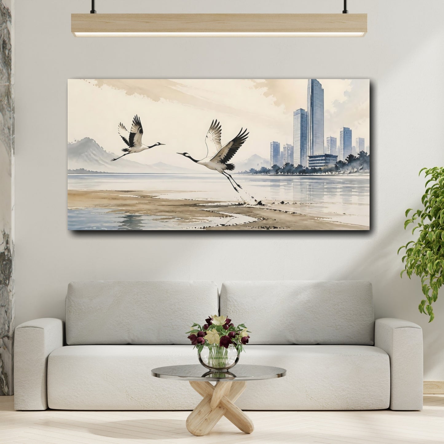Mockup 2. Office Crane Flight shown as canvas print