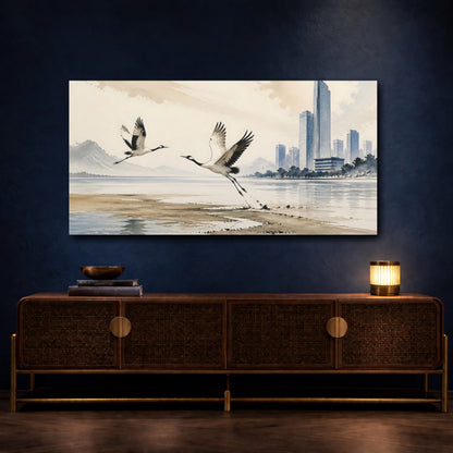 Mockup 4. Office Crane Flight shown as canvas print