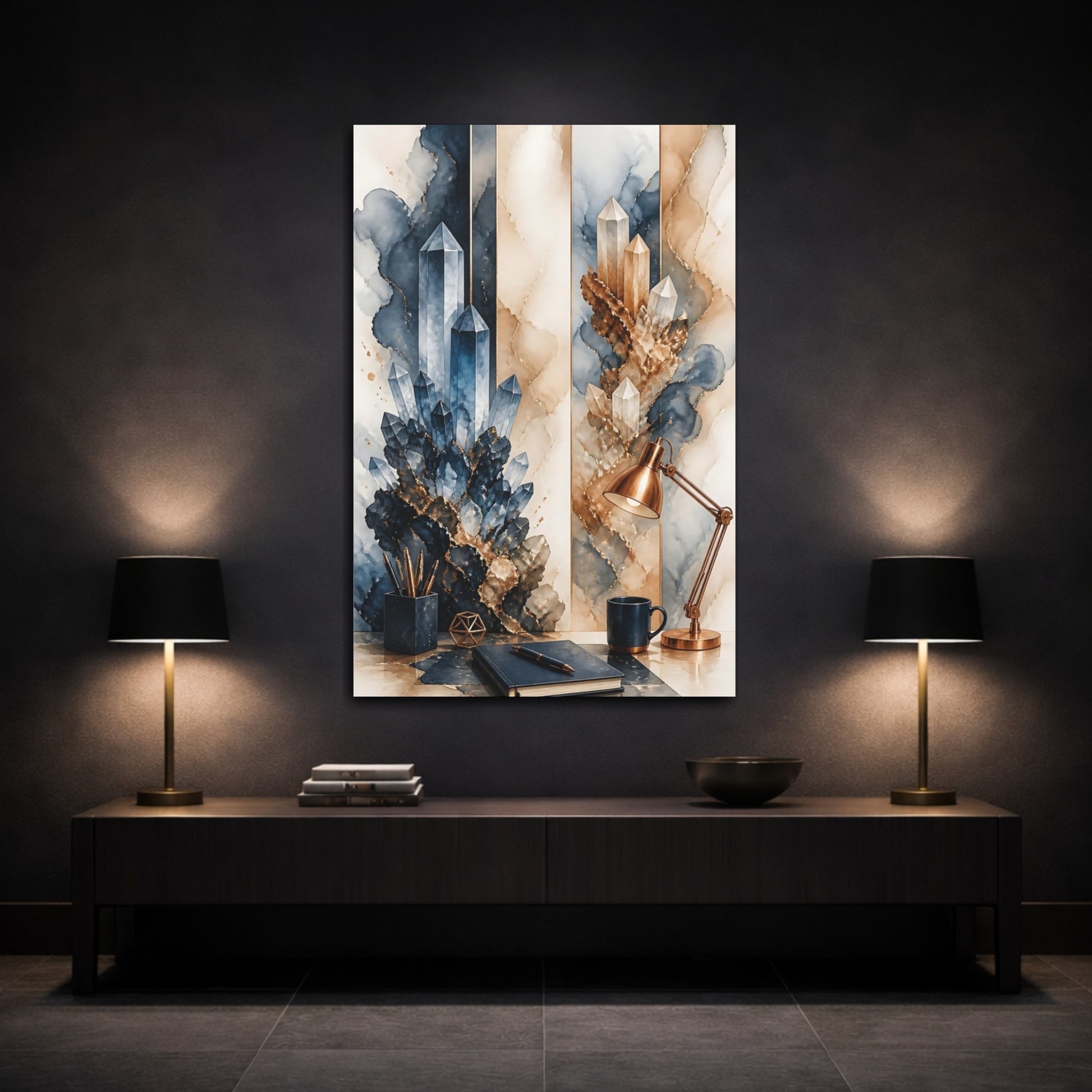 Mockup 3. Office Crystal Cluster shown as canvas print
