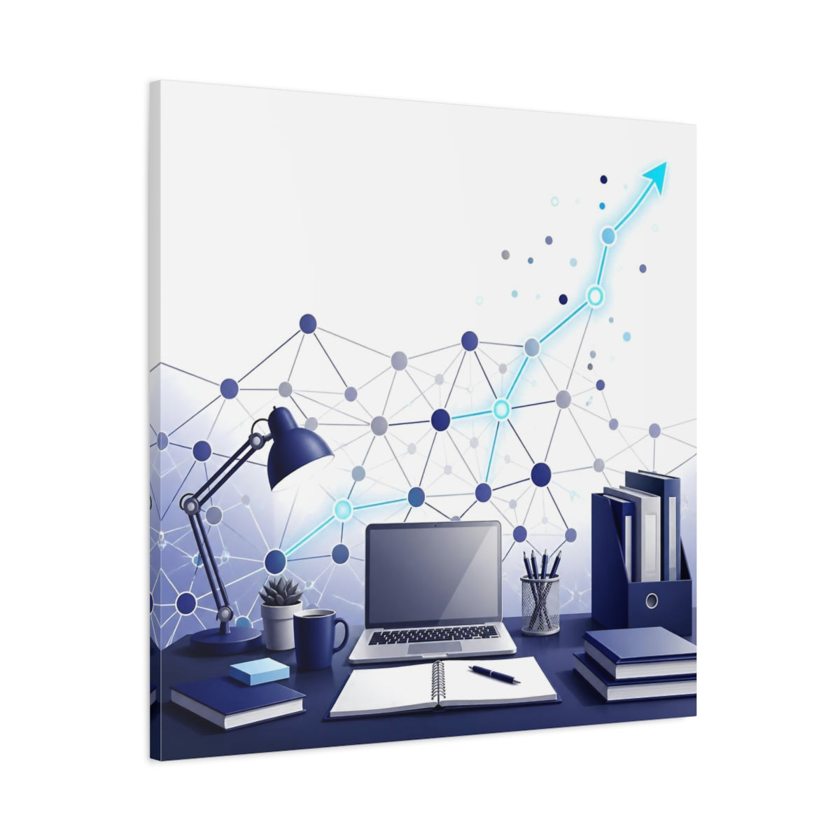 Main Mockup. Office Desk Network shown as canvas print