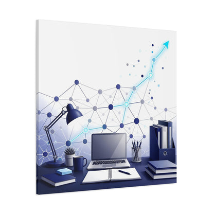 Side Mockup 1. Office Desk Network shown as canvas print