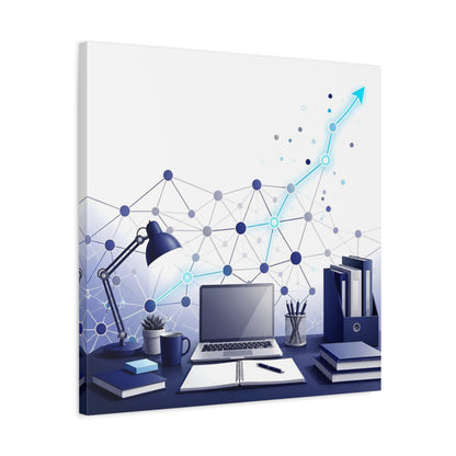 Side Mockup 4. Office Desk Network shown as canvas print