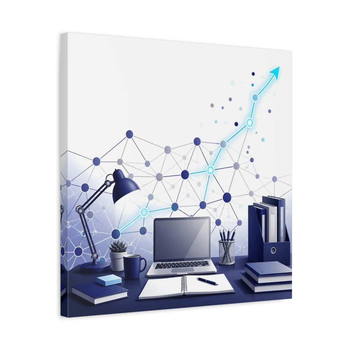 Side Mockup 5. Office Desk Network shown as canvas print