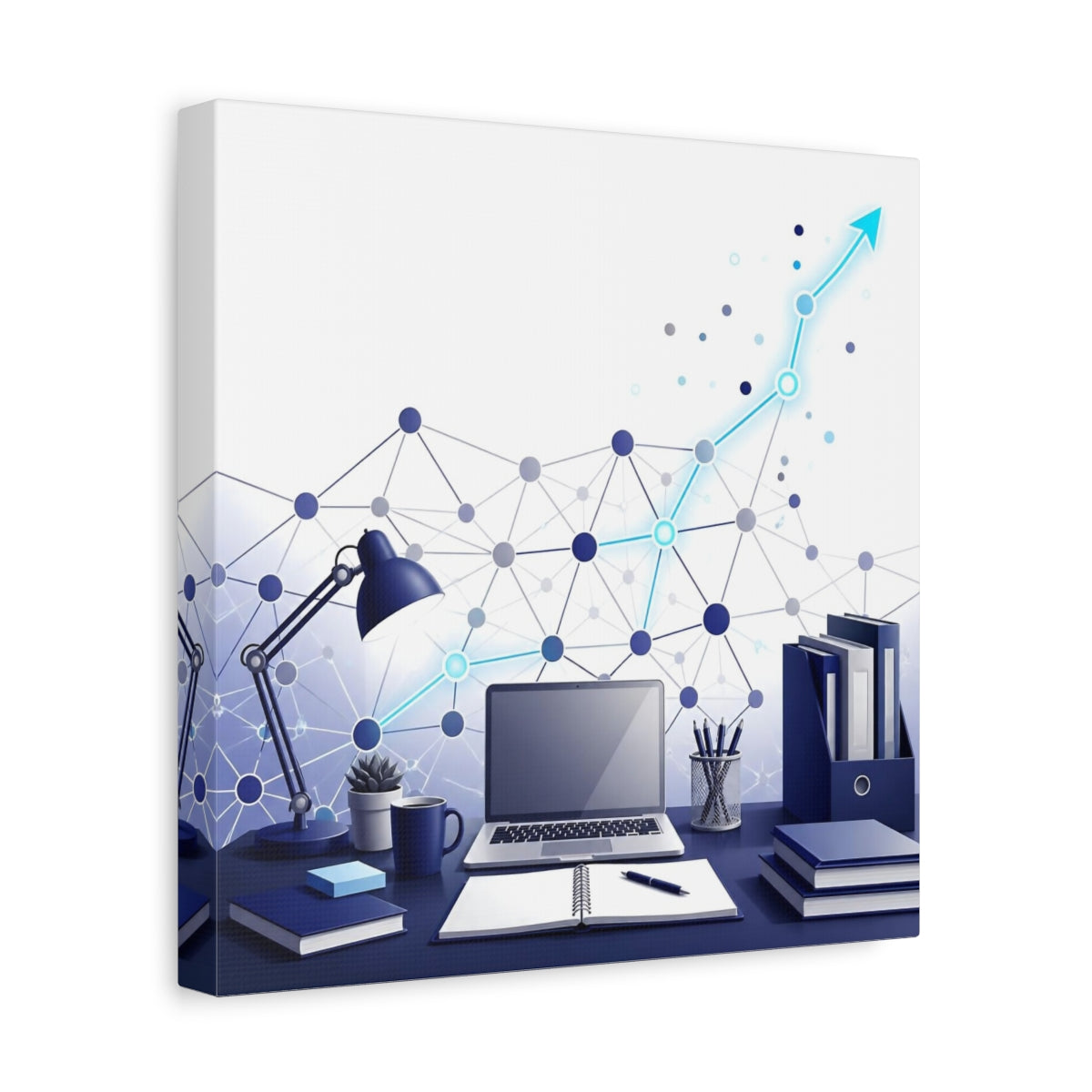Side Mockup 8. Office Desk Network shown as canvas print