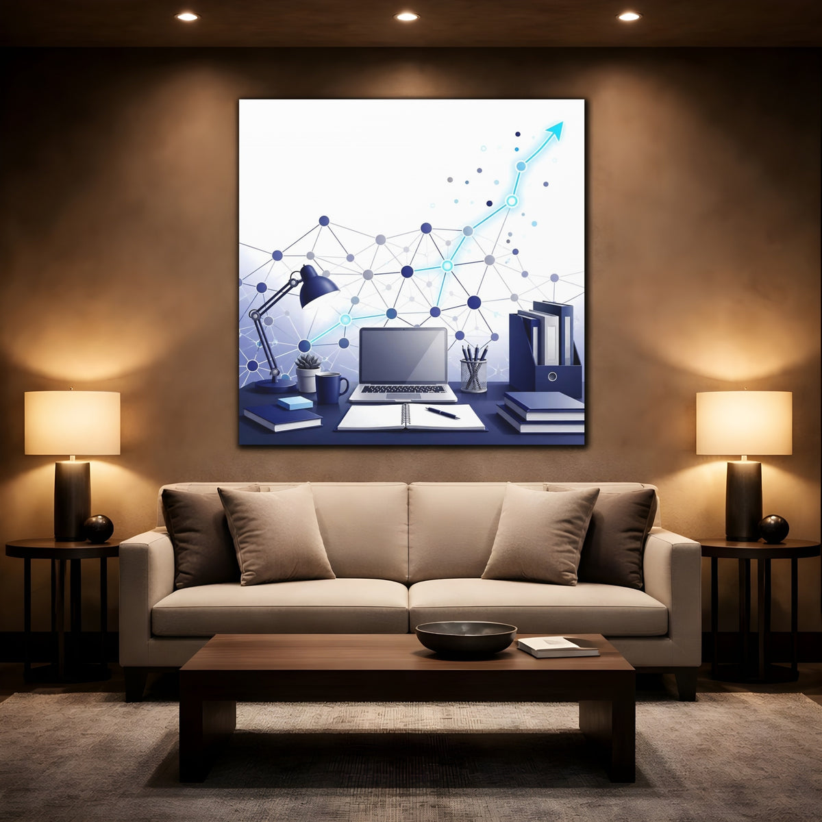 Mockup 2. Office Desk Network shown as canvas print