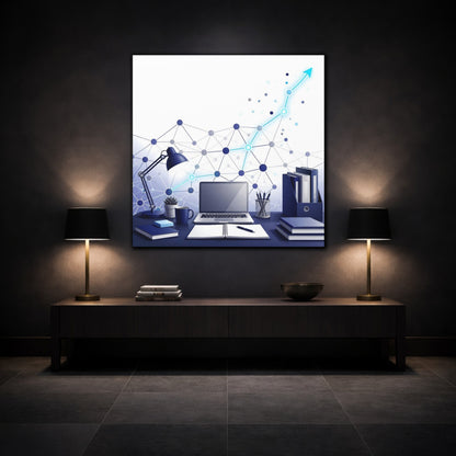 Mockup 3. Office Desk Network shown as canvas print