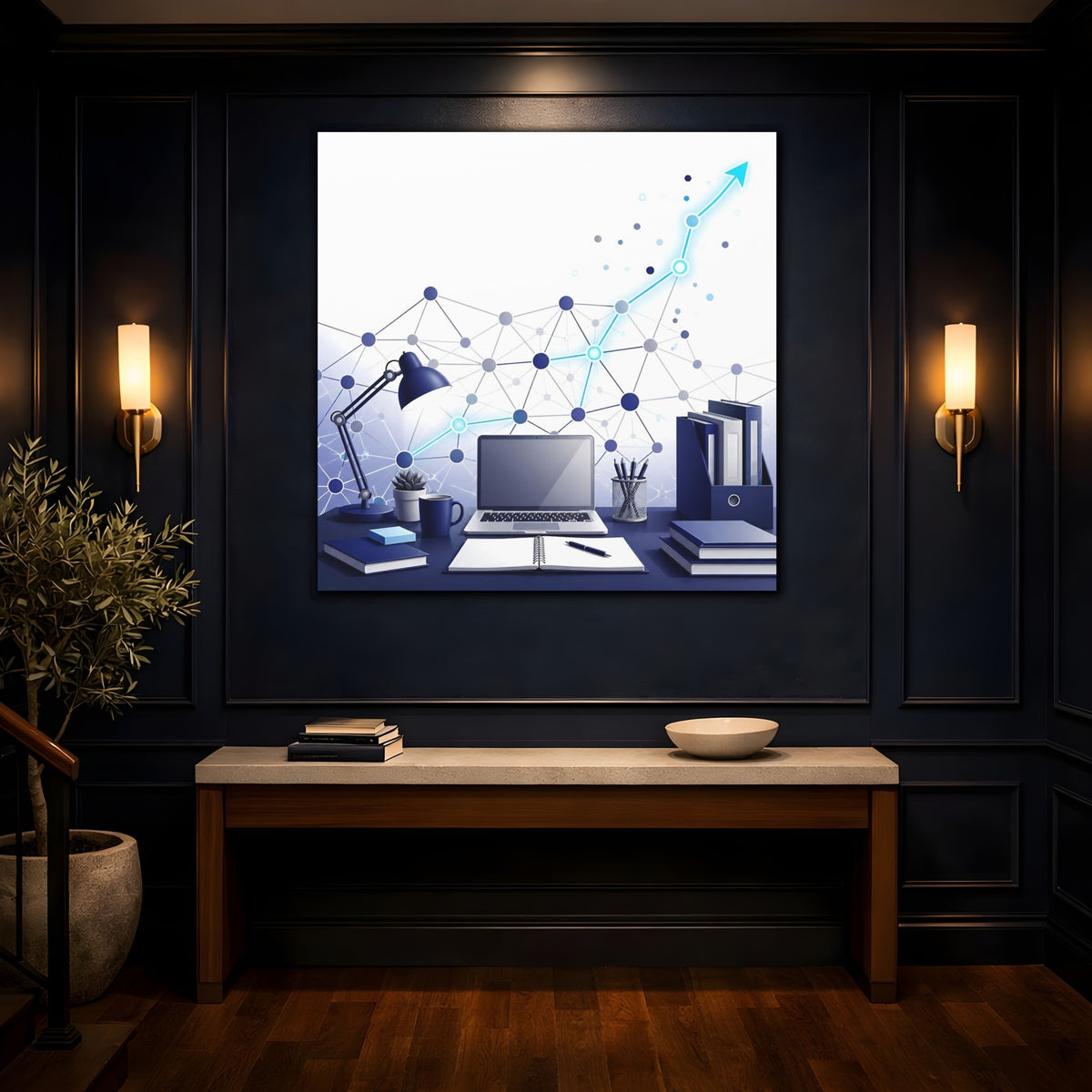 Mockup 4. Office Desk Network shown as canvas print