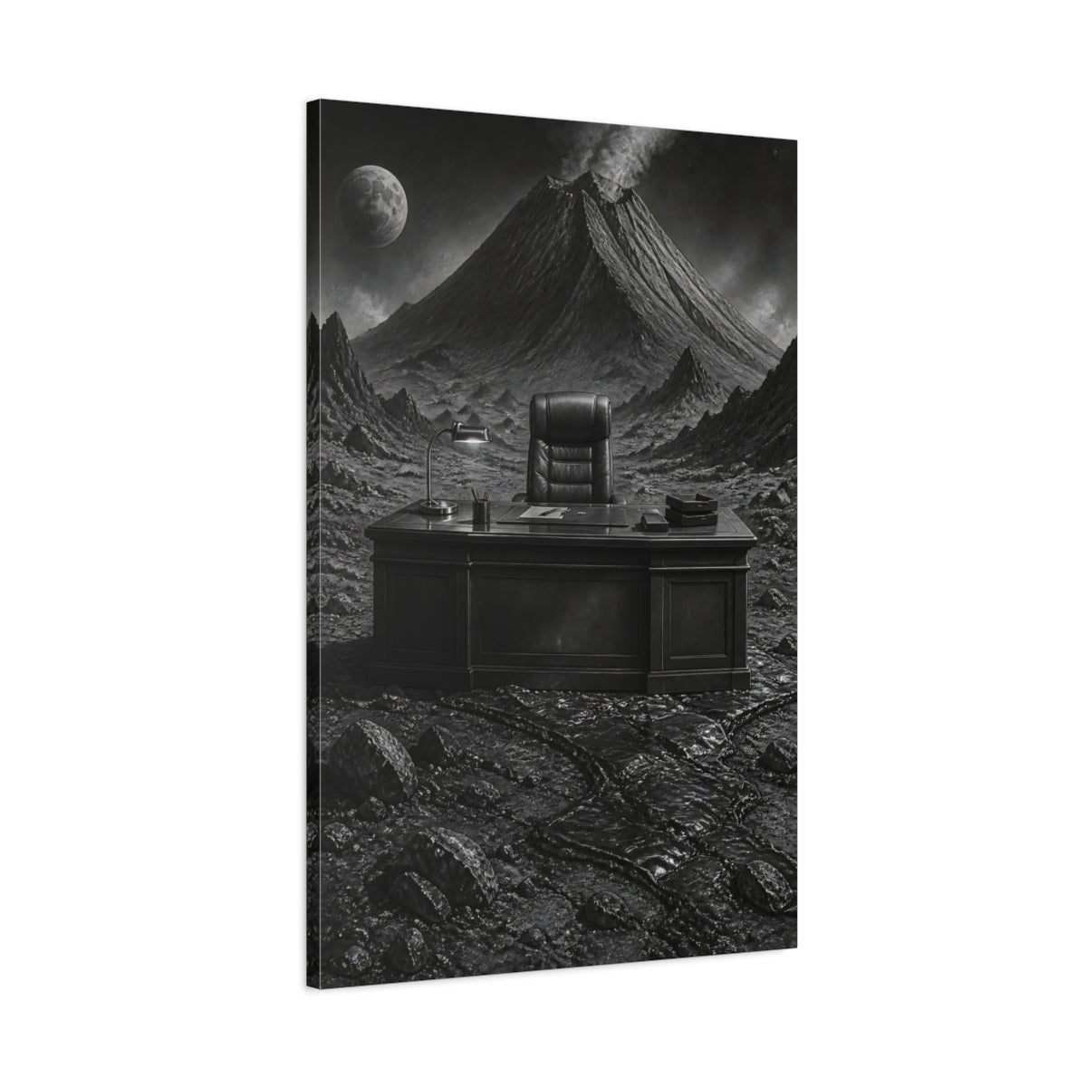 Main Mockup. Office Desk On Moon shown as canvas print