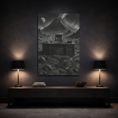Mockup 3. Office Desk On Moon shown as canvas print