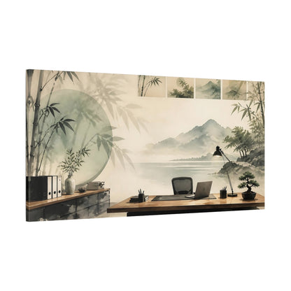 Side Mockup 2. Office Desk With Bamboo shown as canvas print