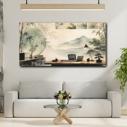 Mockup 2. Office Desk With Bamboo shown as canvas print