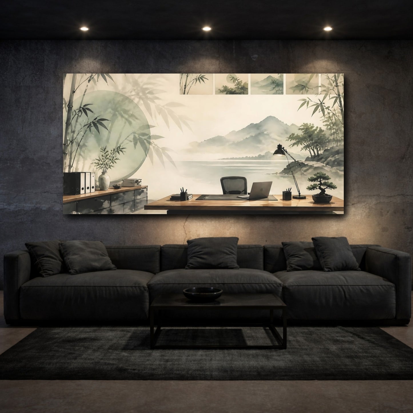 Mockup 3. Office Desk With Bamboo shown as canvas print