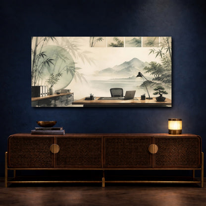 Mockup 4. Office Desk With Bamboo shown as canvas print