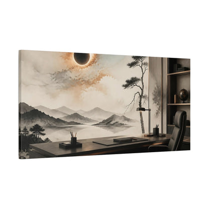 Main Mockup. Office Eclipse Landscape shown as canvas print
