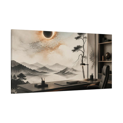 Side Mockup 2. Office Eclipse Landscape shown as canvas print