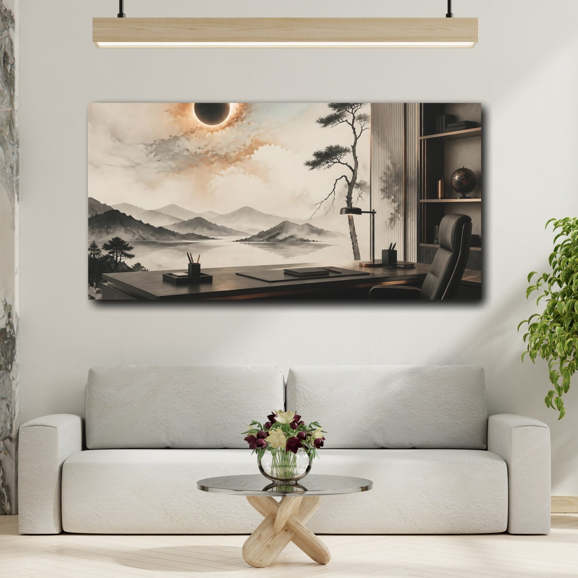 Mockup 2. Office Eclipse Landscape shown as canvas print