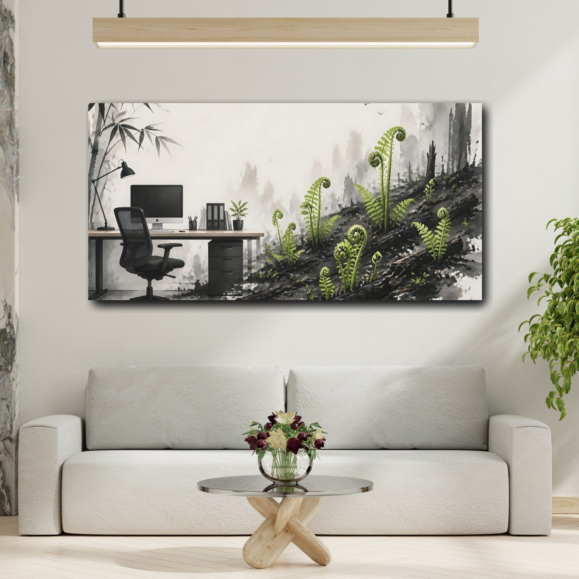 Mockup 2. Office Emerald Ferns shown as canvas print