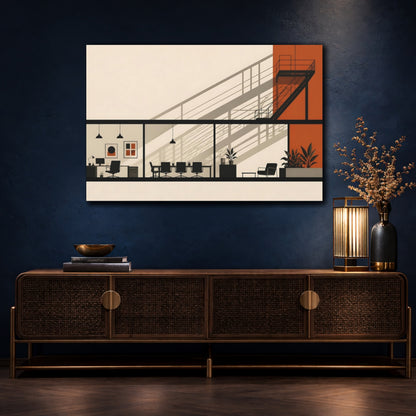 Mockup 4. Office Fire Escape Shadows shown as canvas print