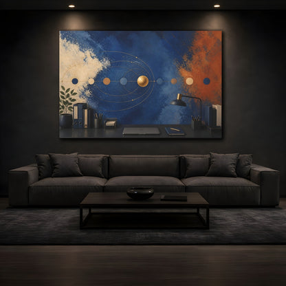 Mockup 3. Office Gold Planet shown as canvas print