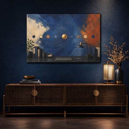 Mockup 4. Office Gold Planet shown as canvas print