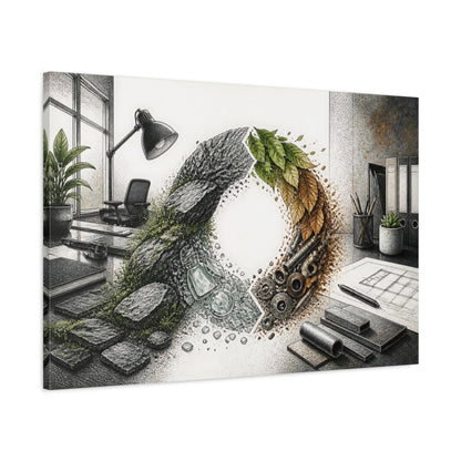 Main Mockup. Office Material Cycle shown as canvas print