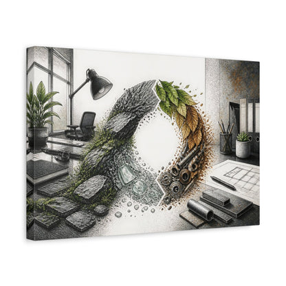 Side Mockup 4. Office Material Cycle shown as canvas print