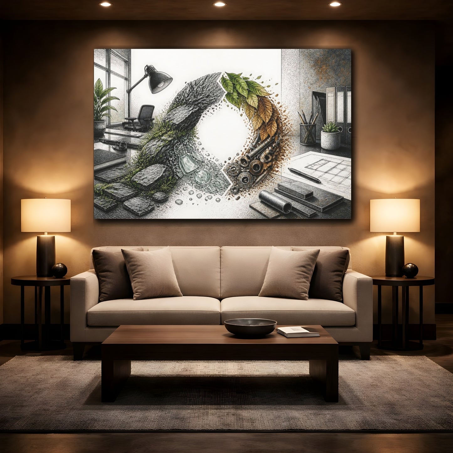 Mockup 2. Office Material Cycle shown as canvas print