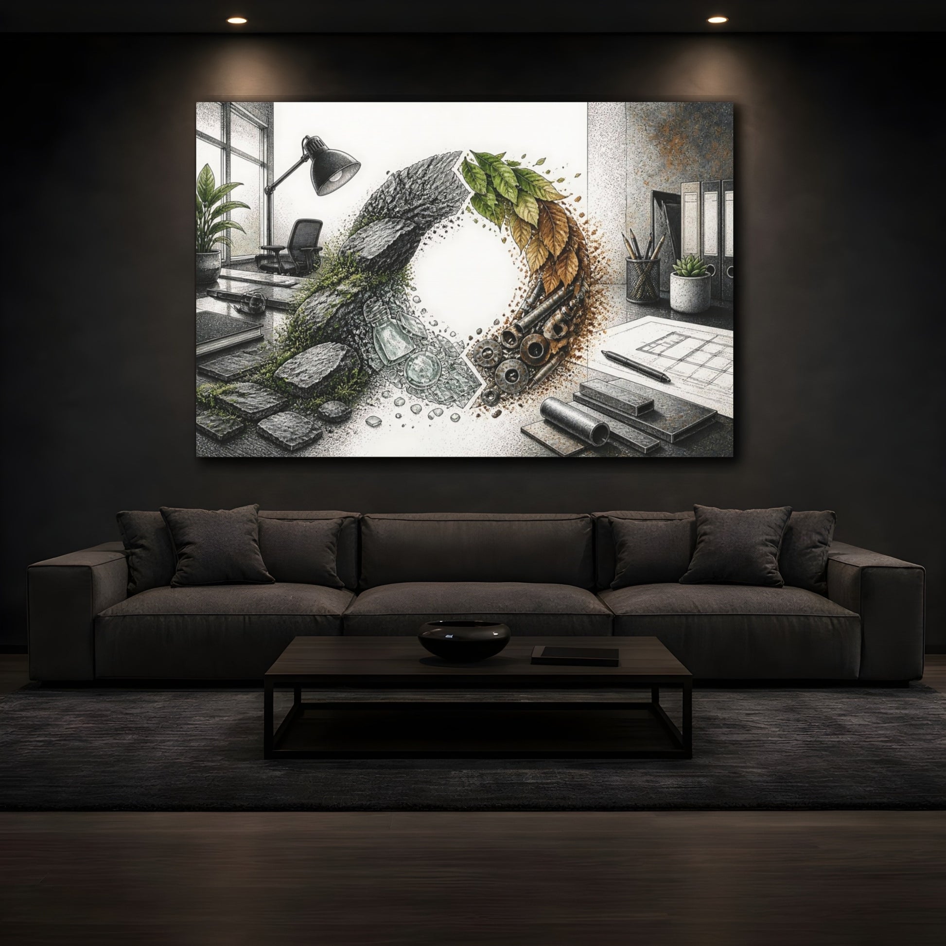 Mockup 3. Office Material Cycle shown as canvas print