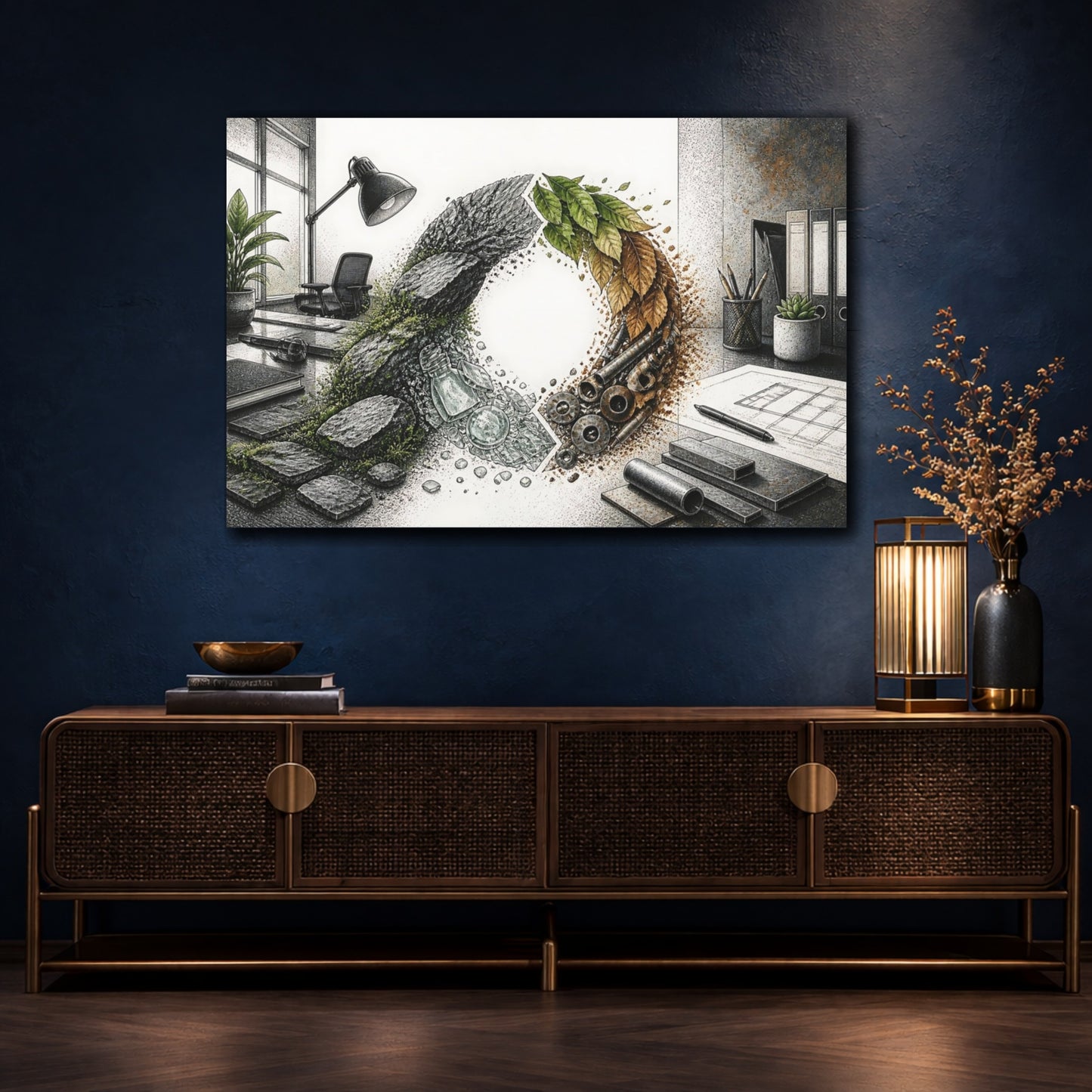 Mockup 4. Office Material Cycle shown as canvas print