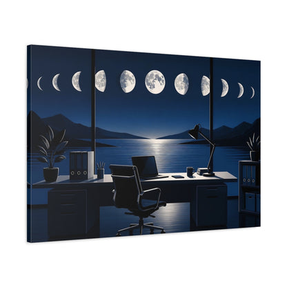 Main Mockup. Office Moon Phases shown as canvas print