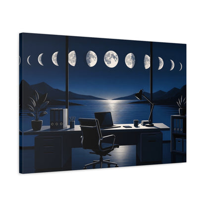Side Mockup 2. Office Moon Phases shown as canvas print