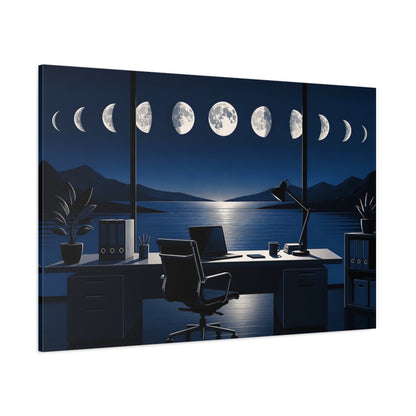 Side Mockup 1. Office Moon Phases shown as canvas print