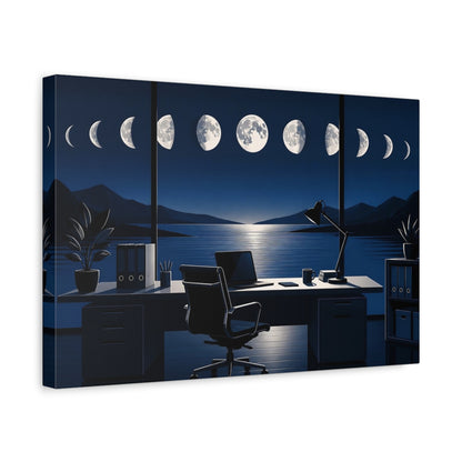 Side Mockup 4. Office Moon Phases shown as canvas print