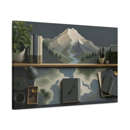 Side Mockup 2. Office Mountain Topography shown as canvas print