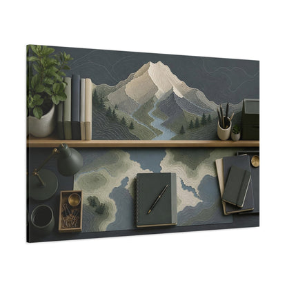 Side Mockup 1. Office Mountain Topography shown as canvas print