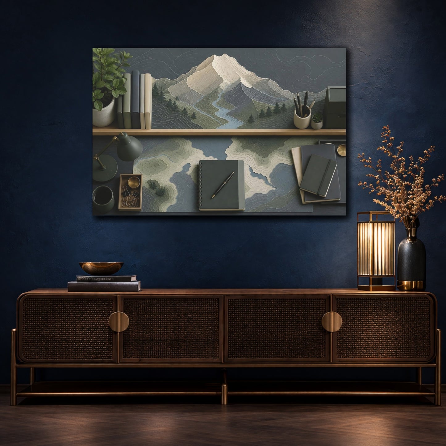 Mockup 4. Office Mountain Topography shown as canvas print